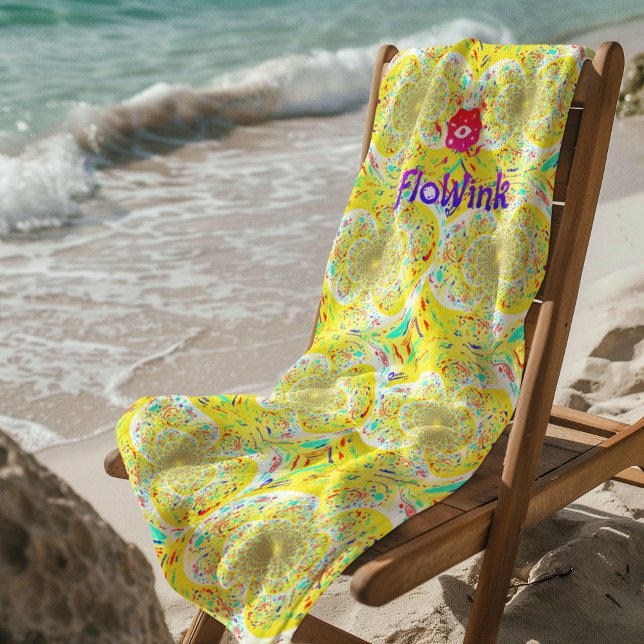 Yellow Hippie Spiral Beach Towel (Creator Uploaded)