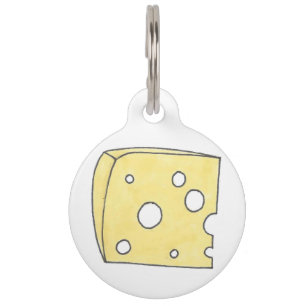 Yellow Holey Swiss Cheese Wedge Foodie Pet Tag