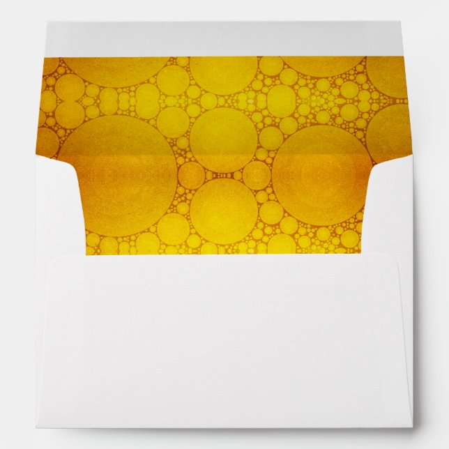 Yellow holiday bubble circle pattern lined modern envelopes (Back (Bottom))