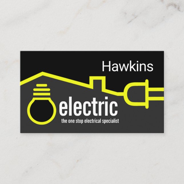 Yellow Home Plug Bulb Circuit Business Card (Front)