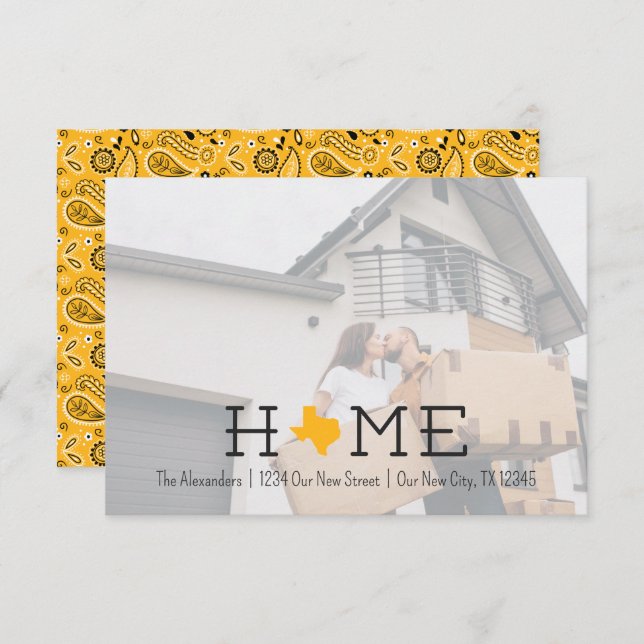 Yellow HOME Texas Moving Announcement (Front/Back)