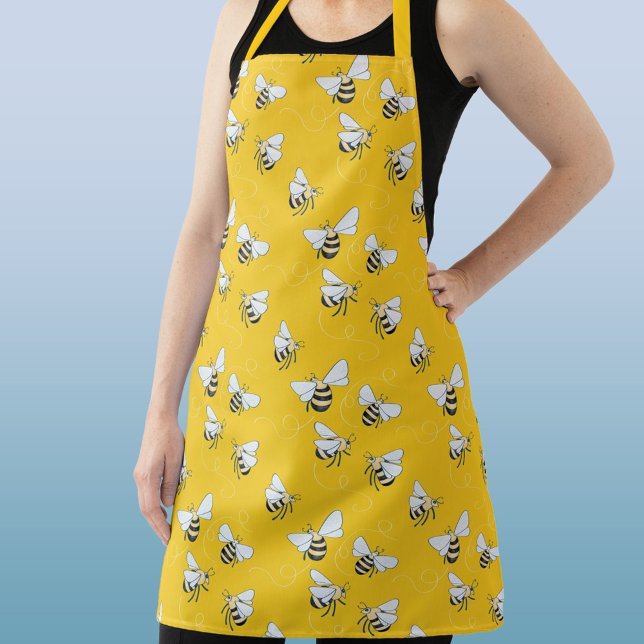 Yellow Honey Bee Apron (Sunshine yellow honey bee pattern apron)