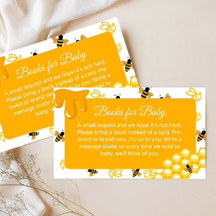 Yellow Honey Bee Baby Shower Books for Baby Enclosure Card