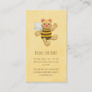 Yellow Honey Bee Bear Baby Shower Book Request Enclosure Card