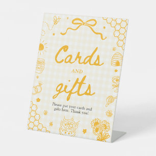 Yellow Honey Bee Bridal Shower Cards and Gifts Pedestal Sign