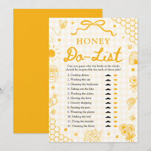 Yellow Honey Bee Honey Do List Bridal Shower Game Invitation