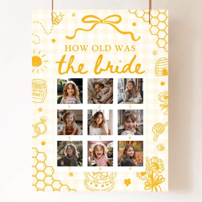 Yellow Honey Bee How Old Was The Bride Sign (Yellow Honey Bee How Old Was The Bride Sign)