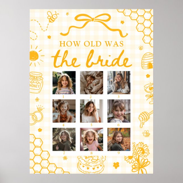 Yellow Honey Bee How Old Was The Bride Sign (Front)