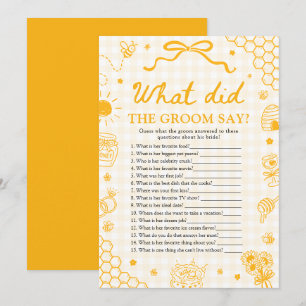 Yellow Honey Bee What Did The Groom Say Game Invitation