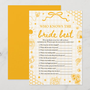 Yellow Honey Bee Who Knows The Bride Best Game Invitation