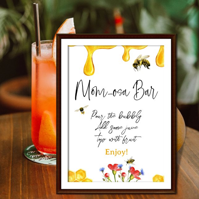 Yellow Honey Bumble Bee Baby Shower Mum Bar Poster (Creator Uploaded)