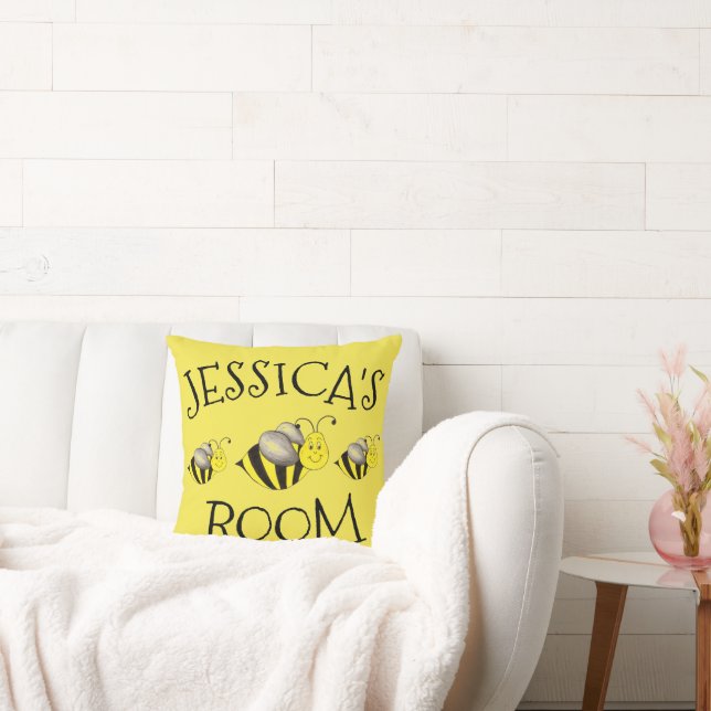 Yellow Honey Bumble Bee Bumblebee Personalised Cushion (Couch)