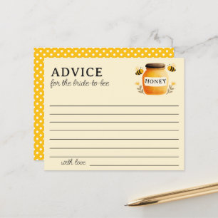Yellow Honey Jar Bees Bridal Shower Advice Card