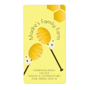 Yellow Honey Stick  Homemade Farm Business Label
