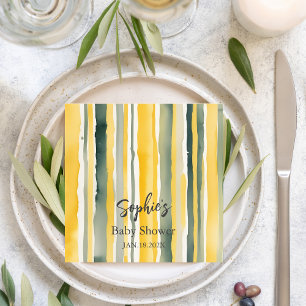 Yellow Honey Stripe Baby Shower Napkins