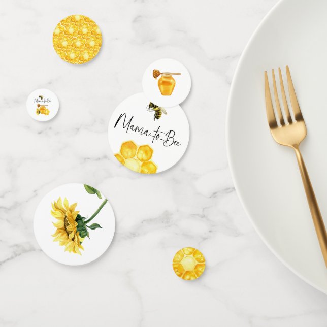 Yellow Honey Watercolor Sunflower Bee Baby Shower Confetti (Group)