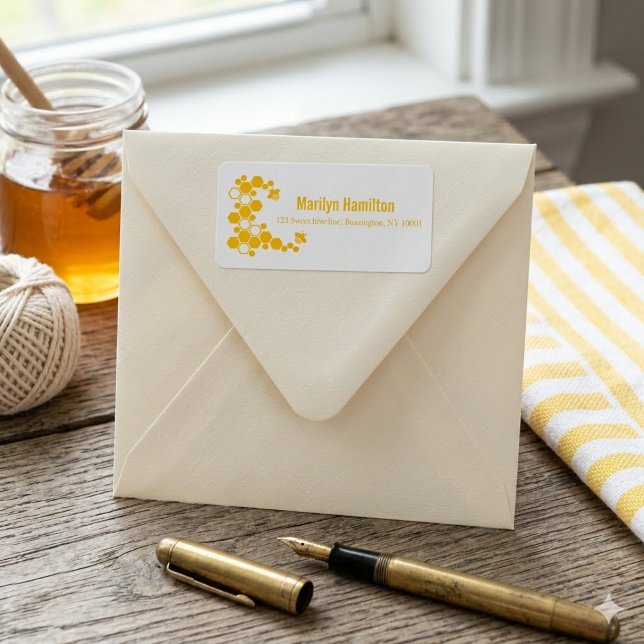 Yellow Honeybee and Honeycomb Label (Creator Uploaded)