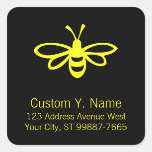 Yellow Honeybee Citrus Fruit Floral Nature Square Sticker