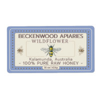 Yellow Honeybee Honey Label Apiary Blue Border
