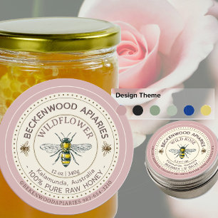 Yellow Honeybee Product Label Apiary Rose Border