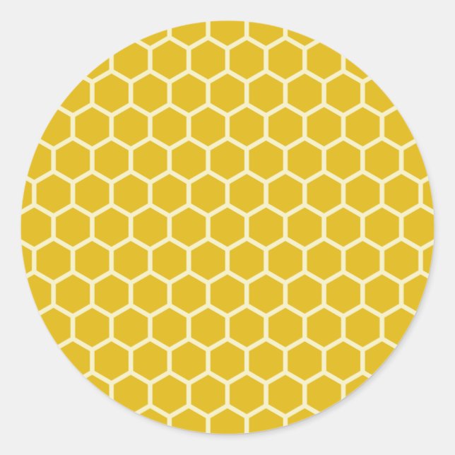 Yellow Honeycomb Bee Hive Hexagonal Pattern Classic Round Sticker (Front)