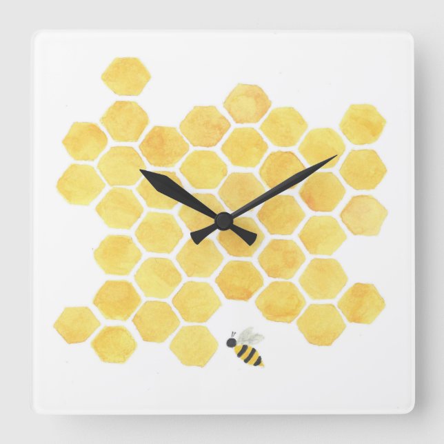 Yellow honeycomb bee wall clock (Front)