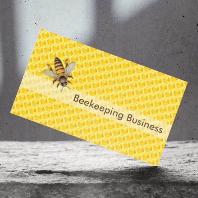 Yellow Honeycomb Beekeeping Apiary Business Card (Creator Uploaded)