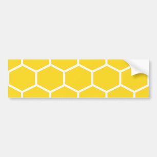 Yellow Honeycomb Geometric White Lines Bumblebee Bumper Sticker