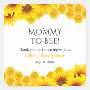 Yellow Honeycomb Mommy to Bee Baby Shower  Square Sticker