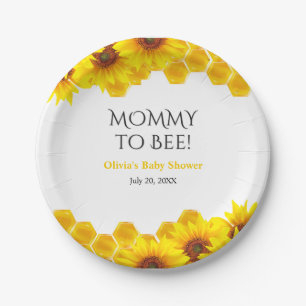 Yellow Honeycomb Mummy to Bee Baby Shower Paper Plate