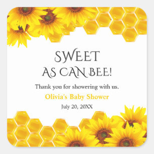 Yellow Honeycomb Mummy to Bee Baby Shower  Square Sticker