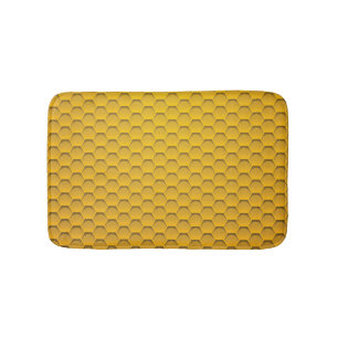 Yellow Honeycomb Pattern Bath Mat
