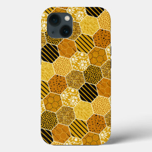 Yellow Honeycomb Pattern iPhone 13 Case