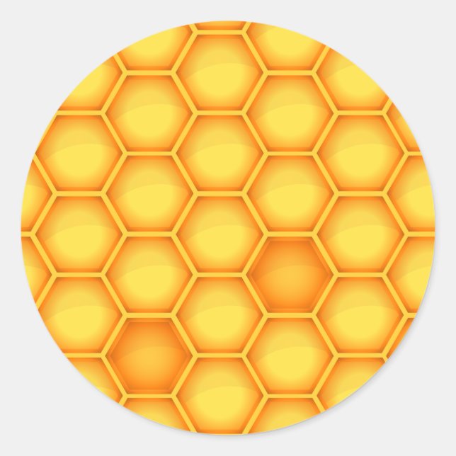 Yellow Honeycomb Pattern Classic Round Sticker (Front)