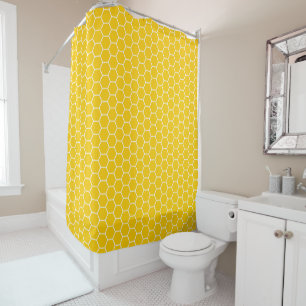 Yellow Honeycomb Pattern Shower Curtain