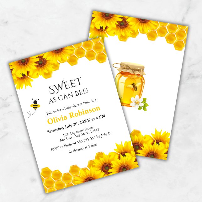 Yellow Honeycomb Sweet as can Bee Baby Shower  Invitation (Yellow Honeycomb Sweet as can Bee Baby Shower Invitation )