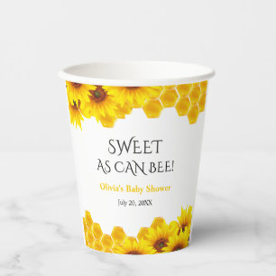 Yellow Honeycomb Sweet as can Bee Baby Shower Paper Cups