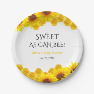 Yellow Honeycomb Sweet as can Bee Baby Shower Paper Plate