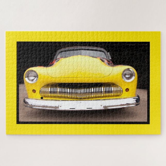 Yellow Hood Hotrod Toothy Grill Photograph Jigsaw Puzzle (Horizontal)