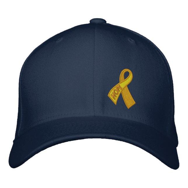 Yellow Hope Ribbon Solidarity Embroidered Hat (Front)