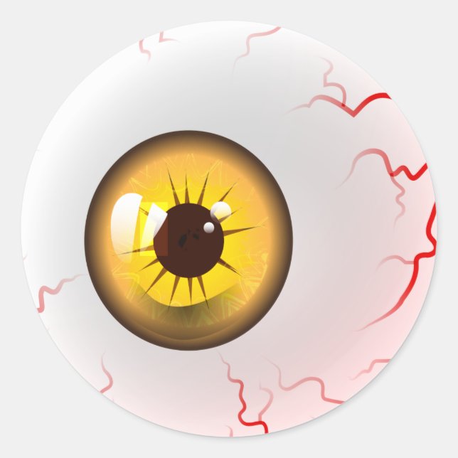 Yellow Horror Eyeball Classic Round Sticker (Front)