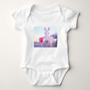 Yellow Horse and Red Heart Baby Bodysuit