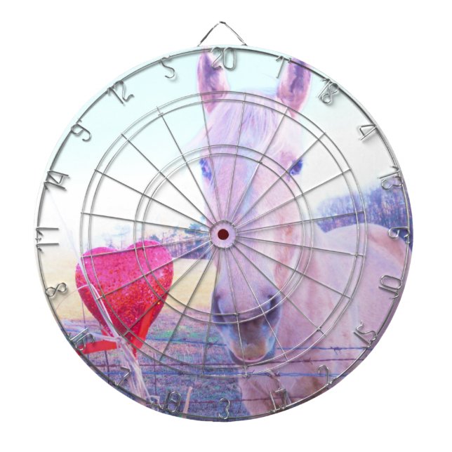 Yellow Horse and Red  Heart Dartboard (Front)