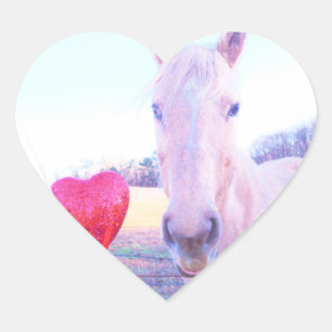Yellow Horse and Red  Heart Heart Sticker