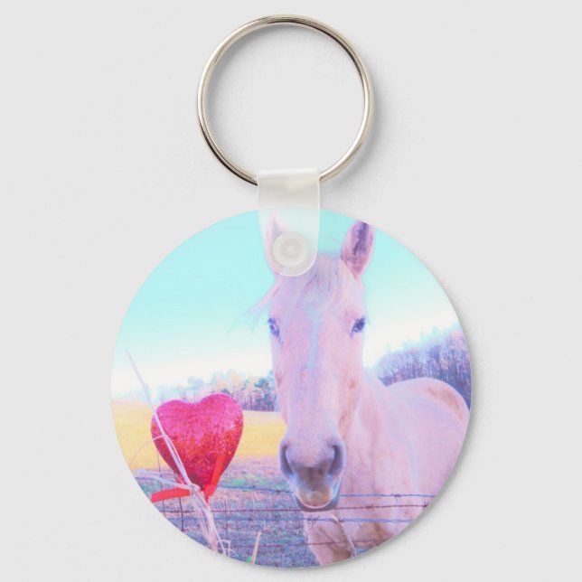 Yellow Horse and Red  Heart Key Ring (Front)