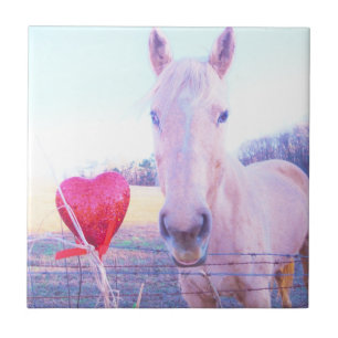 Yellow Horse and Red Heart Tile