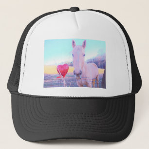 Yellow Horse and Red Heart Trucker Hat