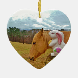 Yellow Horse, Spring Rabbit Ceramic Tree Decoration