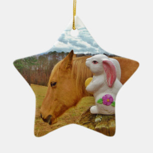 Yellow Horse, Spring Rabbit Ceramic Tree Decoration