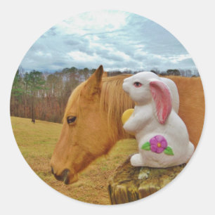 Yellow Horse, Spring Rabbit Classic Round Sticker